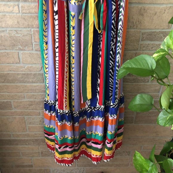 NWT  Eloquii Striped Ruffle Maxi Multi color Dress 16 - Picture 6 of 11